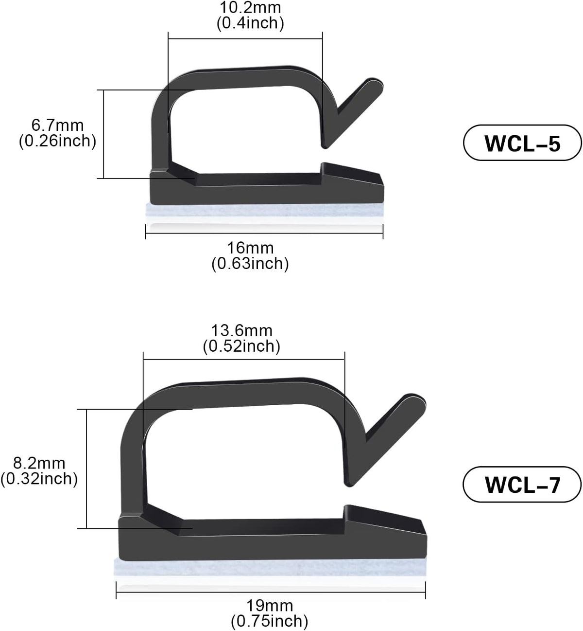 XHF 60PCS 3/4” Black Adhesive Cable Wire Wall Light Clips, Cord Holder