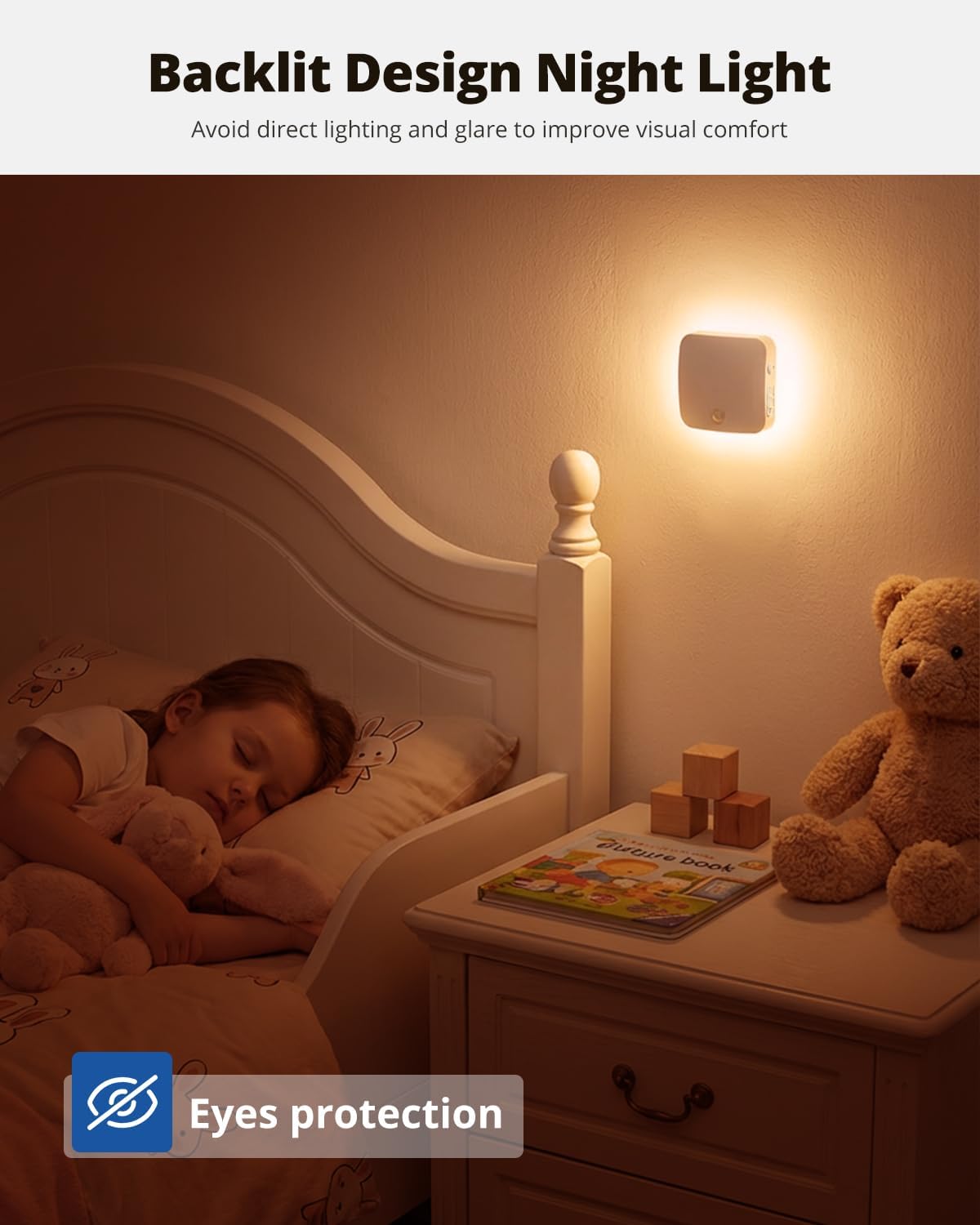 Rechargeable Night Light Backlit, Amber Motion Sensor Light Indoor, 4 Pack
