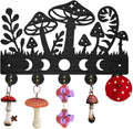 MAYJOYDIY Mushroom Moon Phases Key Holder Wall Mounted Wood Fall Wall Key Hooks 11.8×7.9inch Moon Star Grass Key Hanger Decorative for Gift Living Room Kitchen Office