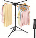 Portable Tripod Clothes Drying Rack, Foldable 4-Bar Rack for Space Saving