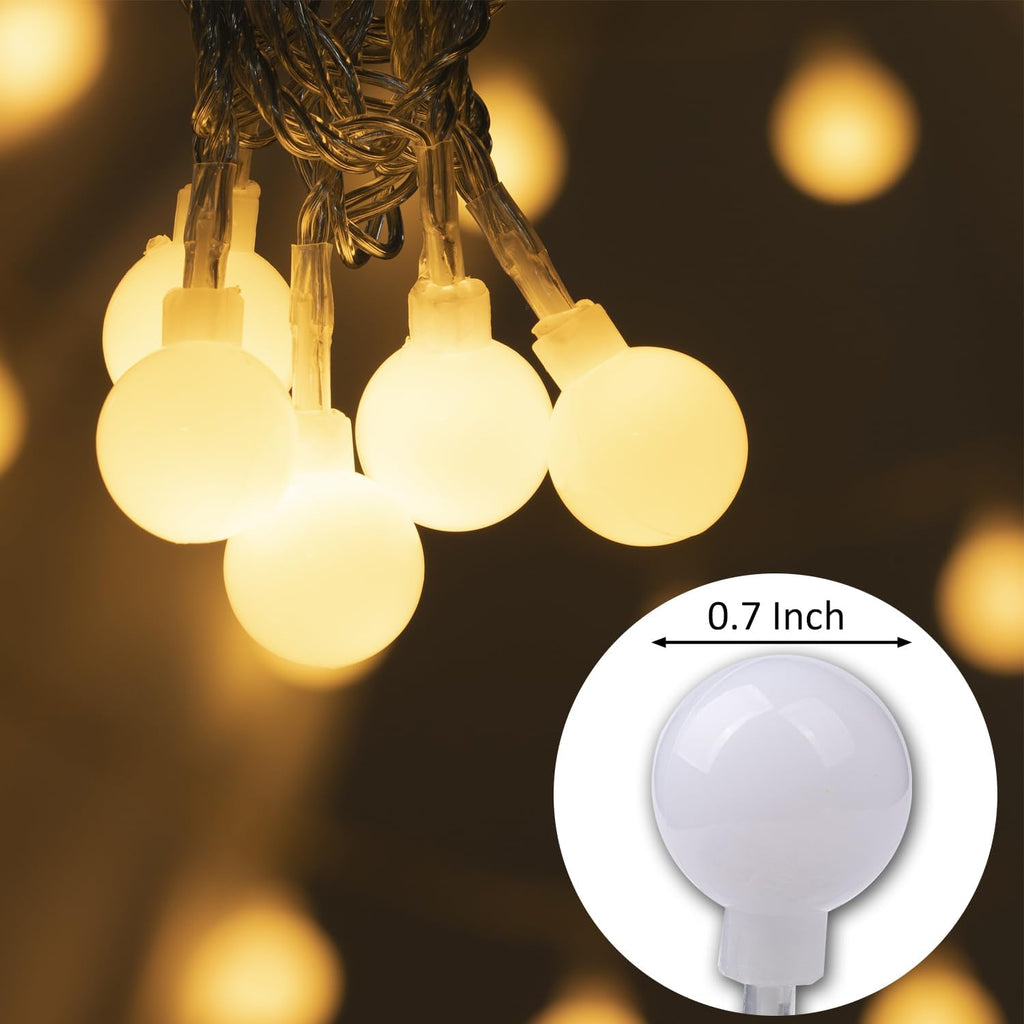 Ogrmar 49FT 100 LED Globe Ball String Lights 8 Modes with Remote Warm White