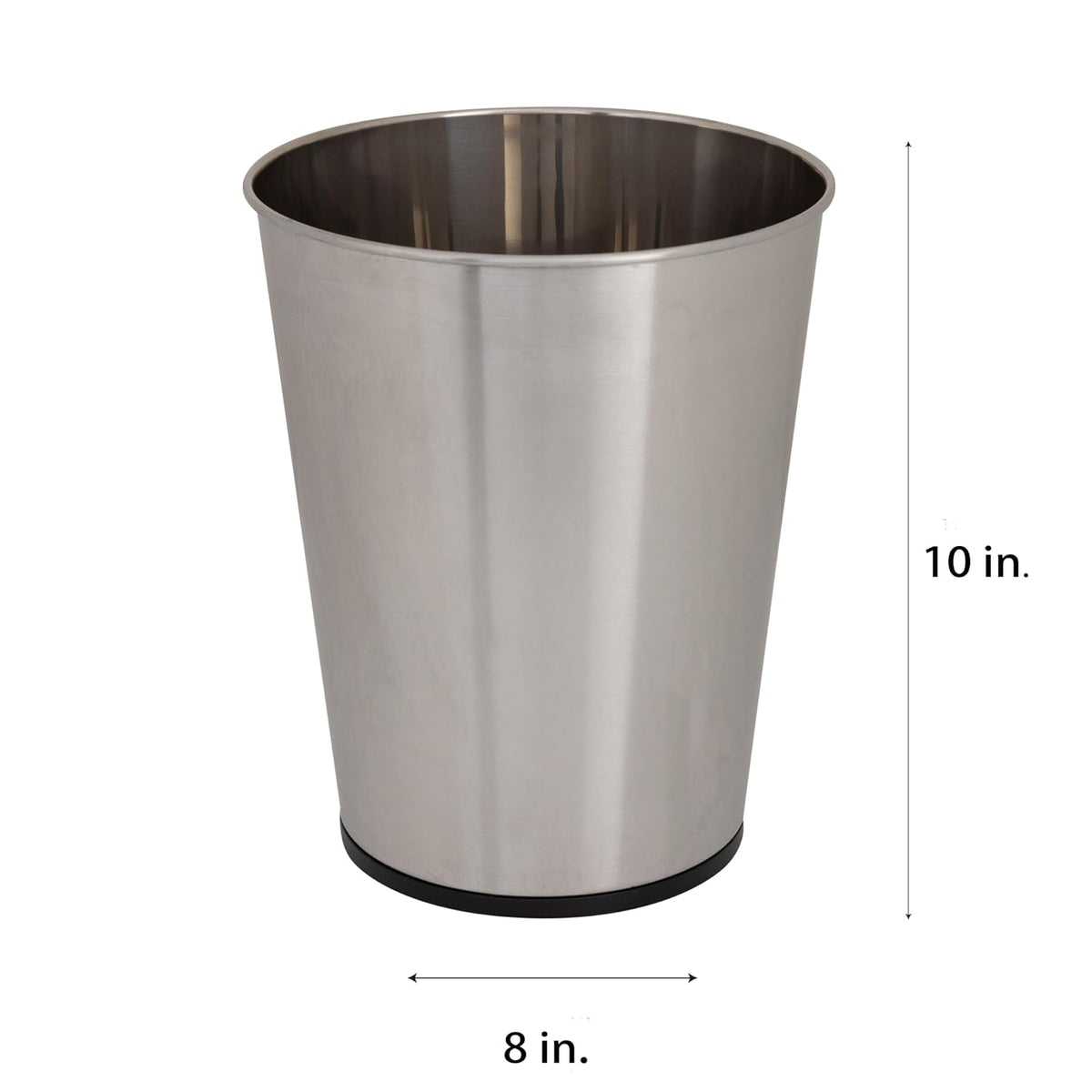 Bath Bliss 5 Liter Small Wastebasket, Stainless Steel | Compact Round Open Top Trash Can | Durable Bathroom Bedroom Dorm Office Garbage Bin | Stylish Space-Saving Waste Disposal Container