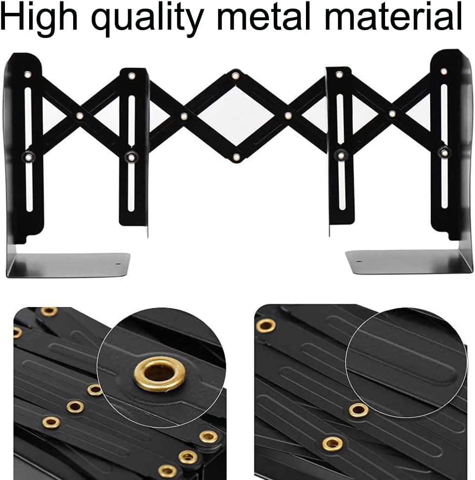 Metal Bookends for Heavy Books, Sturdy Book Stopper to Hold Books Heavy Duty, Adjustable Book Ends for Office & School (Black)