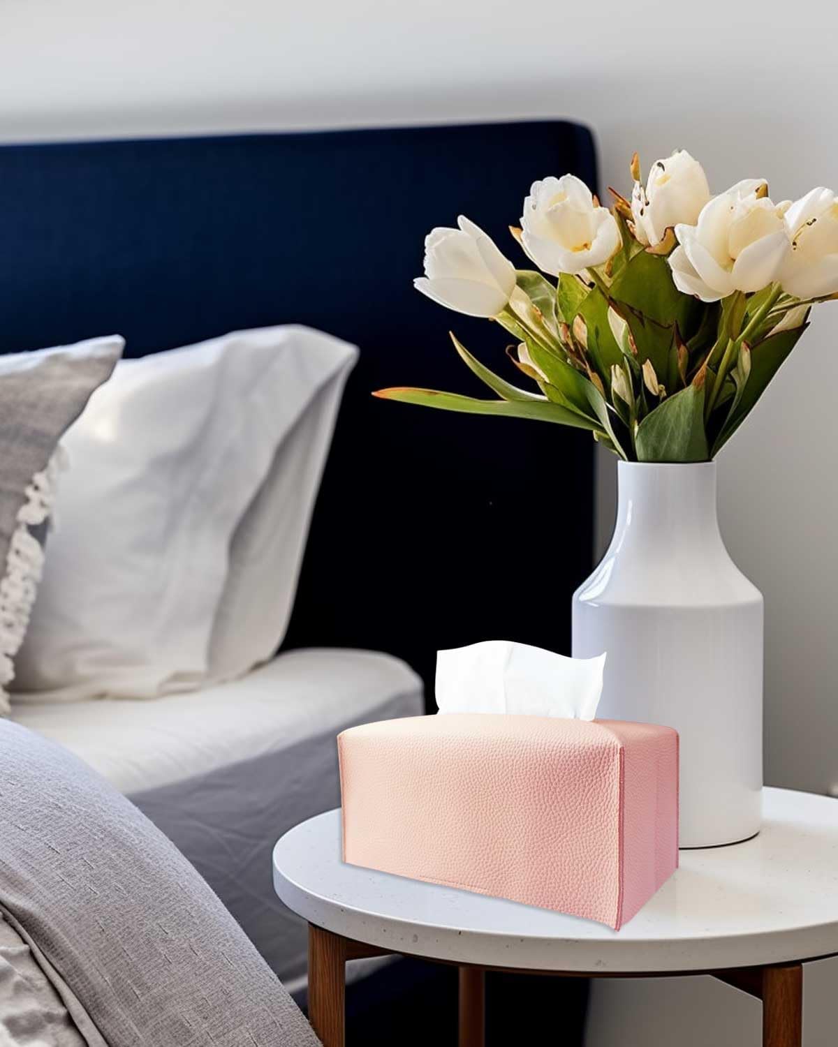 Pink Tissue Box Cover Rectangular - Plus Size Large Tissue Box Cover Rectangle [JESMINI] Faux Leather Tissue Box Holder Long for Extra Large Rectangle Facial Tissue Box