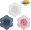 3 Pack Soap Dish, Bar Soap Holder, Bathroom Soap Tray with Drain, Lotus Silicone Soap Holder for Bathroom Shower (Blue, Pink, White)