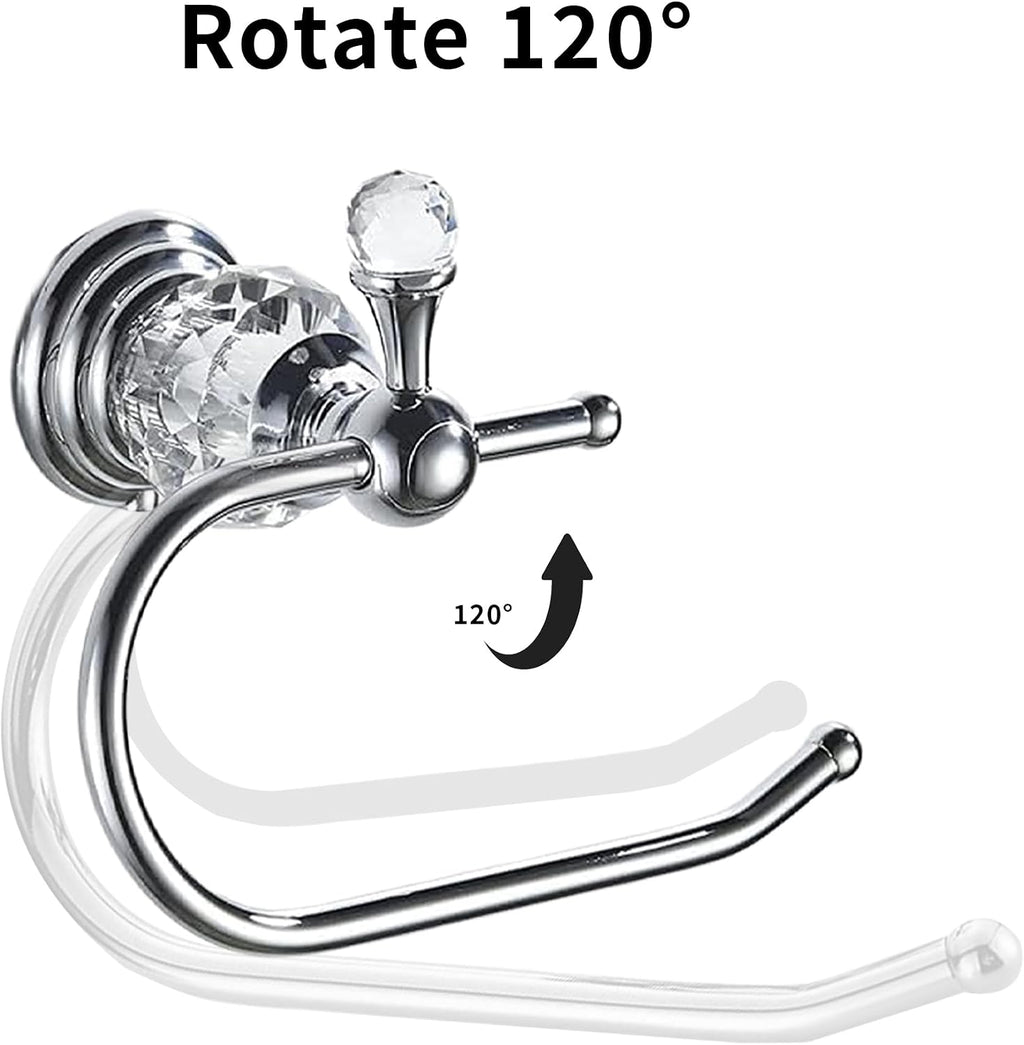 Silver Crystal Toilet Paper Holder, Chrome Bathroom Toilet Paper Roll Hanger Wall Mounted, Modern Toilet Tissue Holder Bathroom Accessory