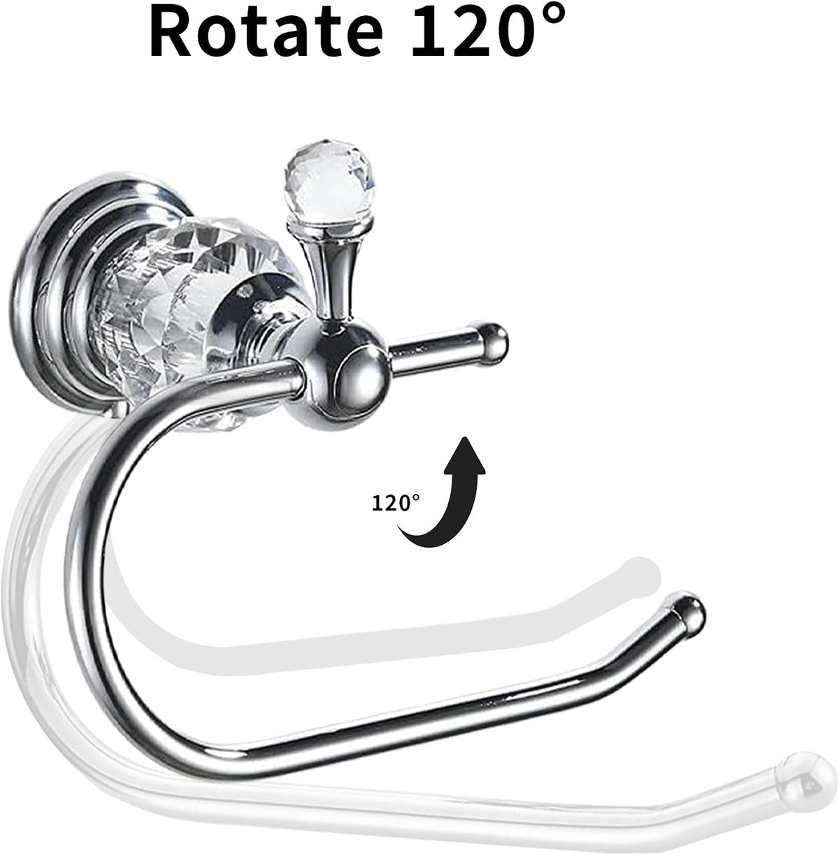 Silver Crystal Toilet Paper Holder, Chrome Bathroom Toilet Paper Roll Hanger Wall Mounted, Modern Toilet Tissue Holder Bathroom Accessory