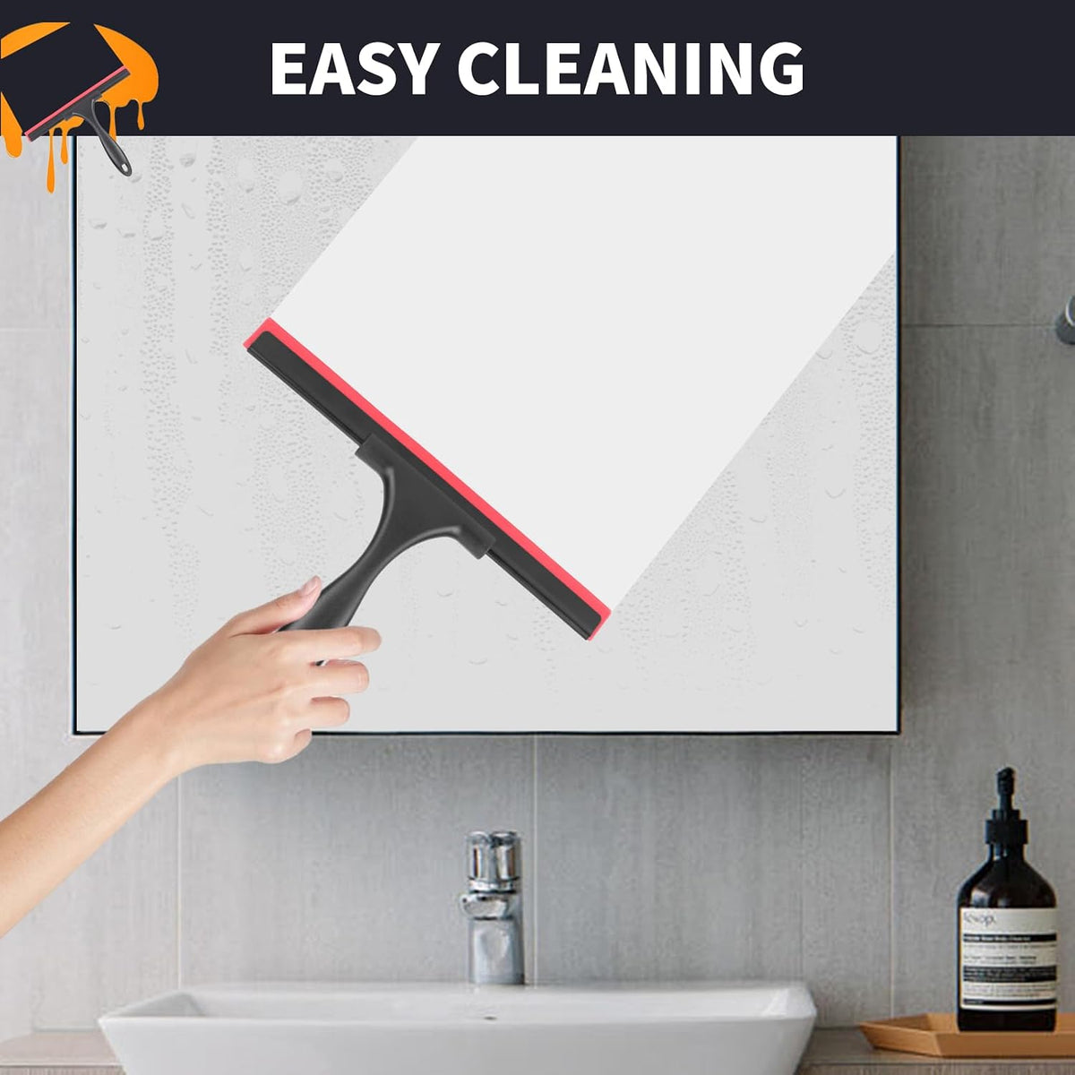 SetSail Squeegee for Shower Glass Door,10 Inches, Black Red