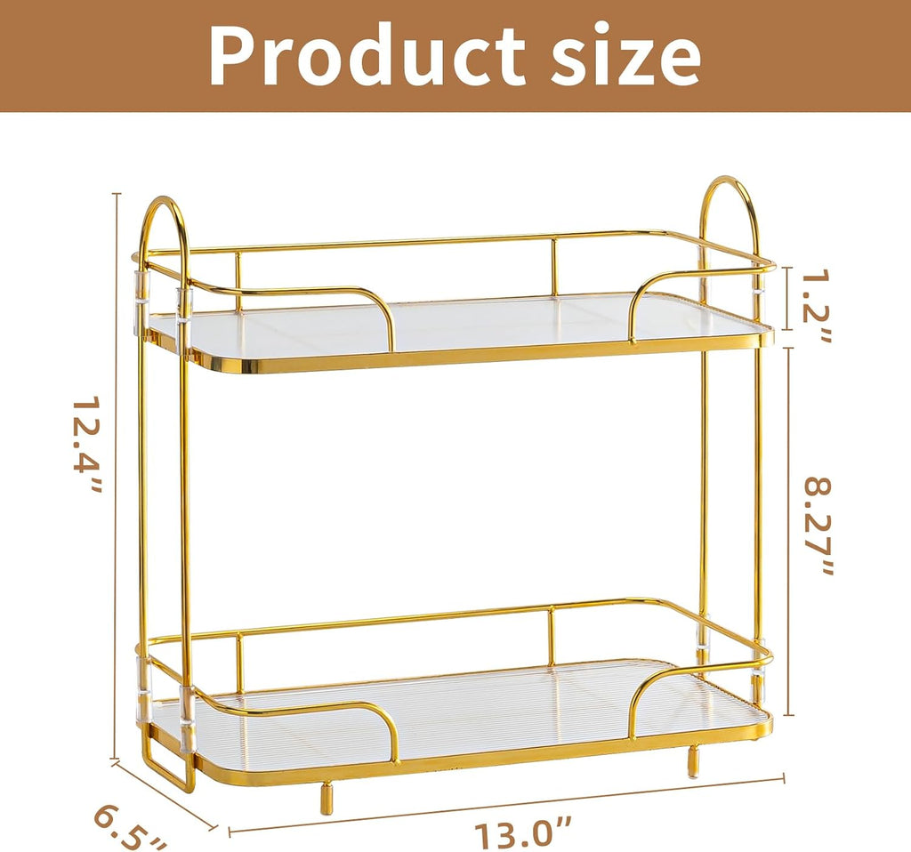 2 Tier Corner Bathroom Counter Organizer, Cosmetic Skincare Organizer, Bathroom Countertop Perfume Tray Vanity Organizer, Kitchen Spice Corner Storage Shelf