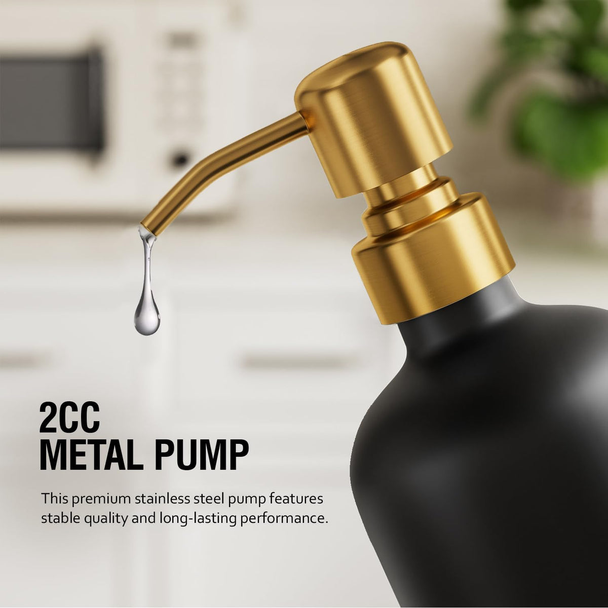 MOMEEMO Bathroom Soap Dispenser Set, Black & Gold