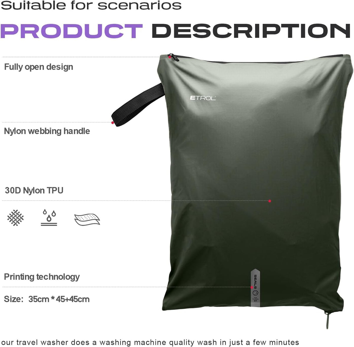 Mesh Laundry Bag for Travel, Gym, College, and Camping – Large Washable Zippered Dirty Clothes Organizer with Breathable Fabric – Portable Laundry Hamper for Sports, Healthcare Workers – Brown