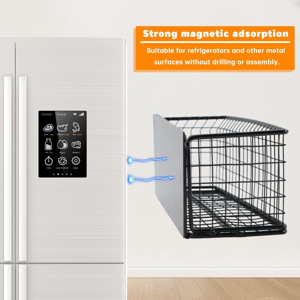 Magnetic Shelf Fridge Basket Bin, Dryer Ball Holder Whiteboard Cabinet