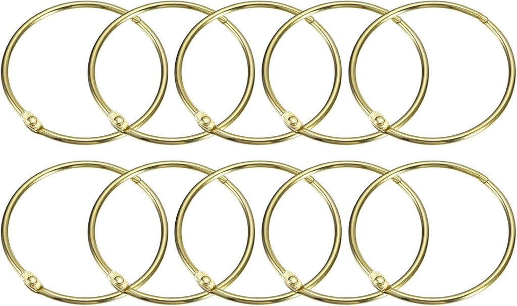 uxcell 24Pcs 2.5 Inch Shower Curtain Rings Rustproof Metal Round Shower Hooks Snap Joint Design for Bathroom Shower Rod, Gold