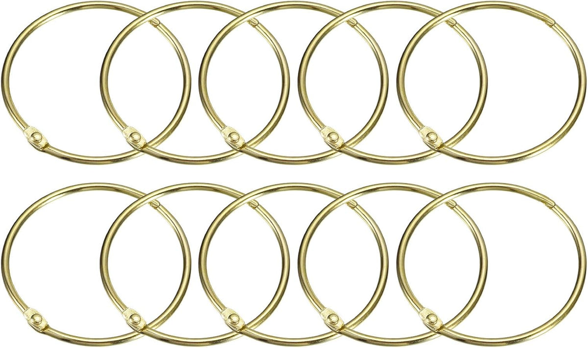 uxcell 24Pcs 2.5 Inch Shower Curtain Rings Rustproof Metal Round Shower Hooks Snap Joint Design for Bathroom Shower Rod, Gold