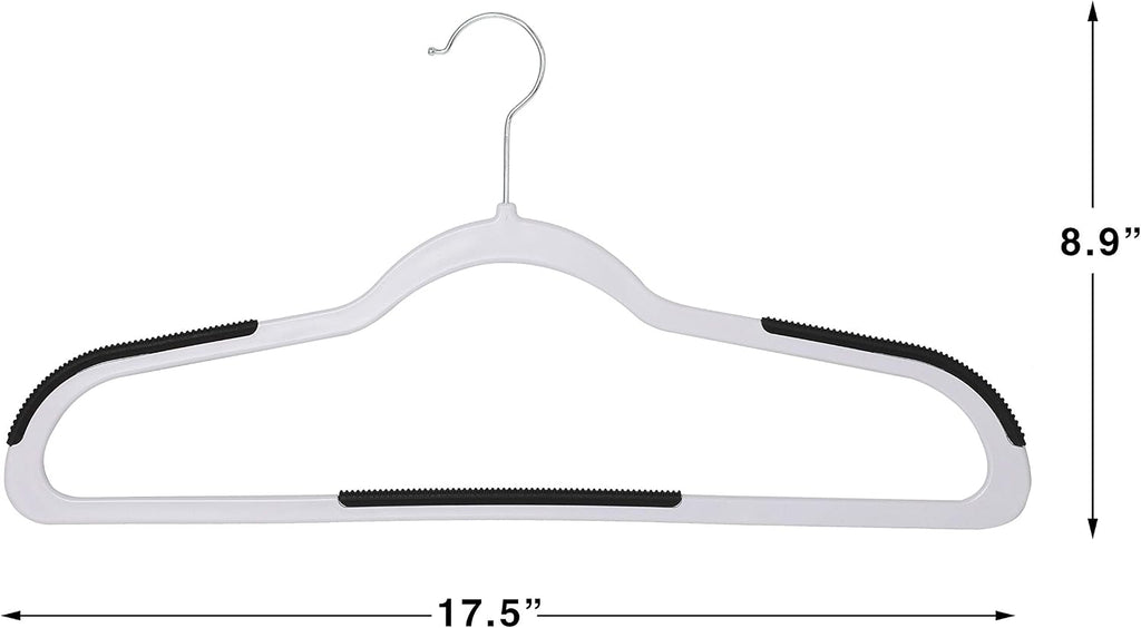 Finnhomy Heavy Duty 50 Pack Plastic Hangers, Clothes Hangers with New Generation Non-Slip Pads,Space Saving Easy Slide Organizer for Bedroom Closet, Great for Shirts, Pants, White
