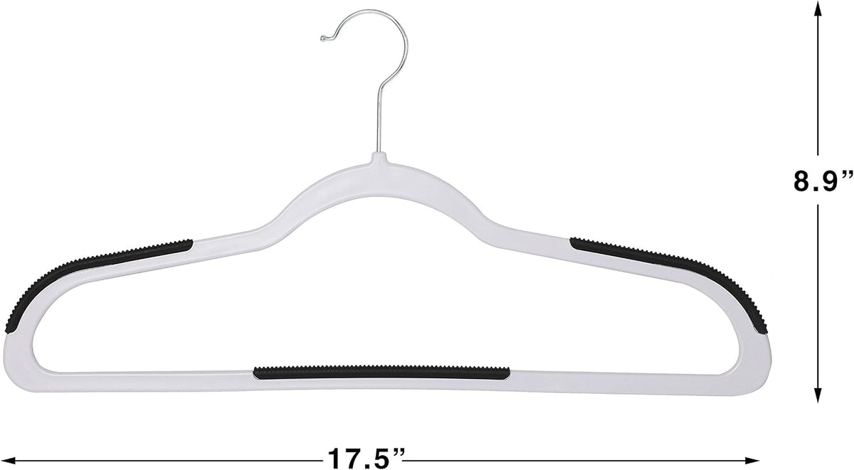 Finnhomy Heavy Duty 50 Pack Plastic Hangers, Clothes Hangers with New Generation Non-Slip Pads,Space Saving Easy Slide Organizer for Bedroom Closet, Great for Shirts, Pants, White