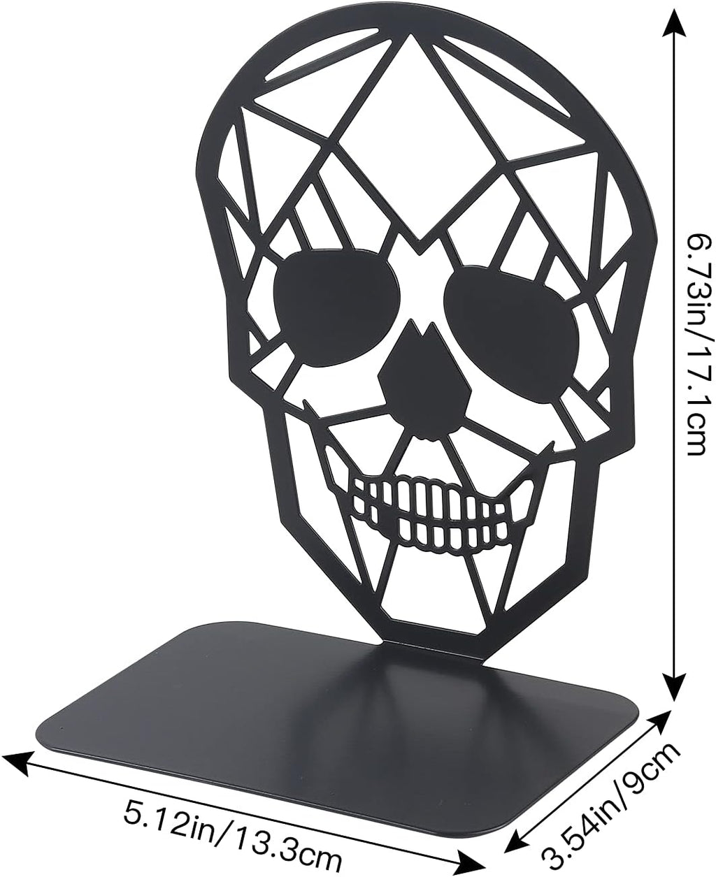 3 Pairs Metal Skull Design Bookend Black Book Ends, Heavy-Duty Bookends for Shelves, Black Skull Book Ends for Heavy Books, Book Shelf Holder Home Office Decorative Desktop Organizer