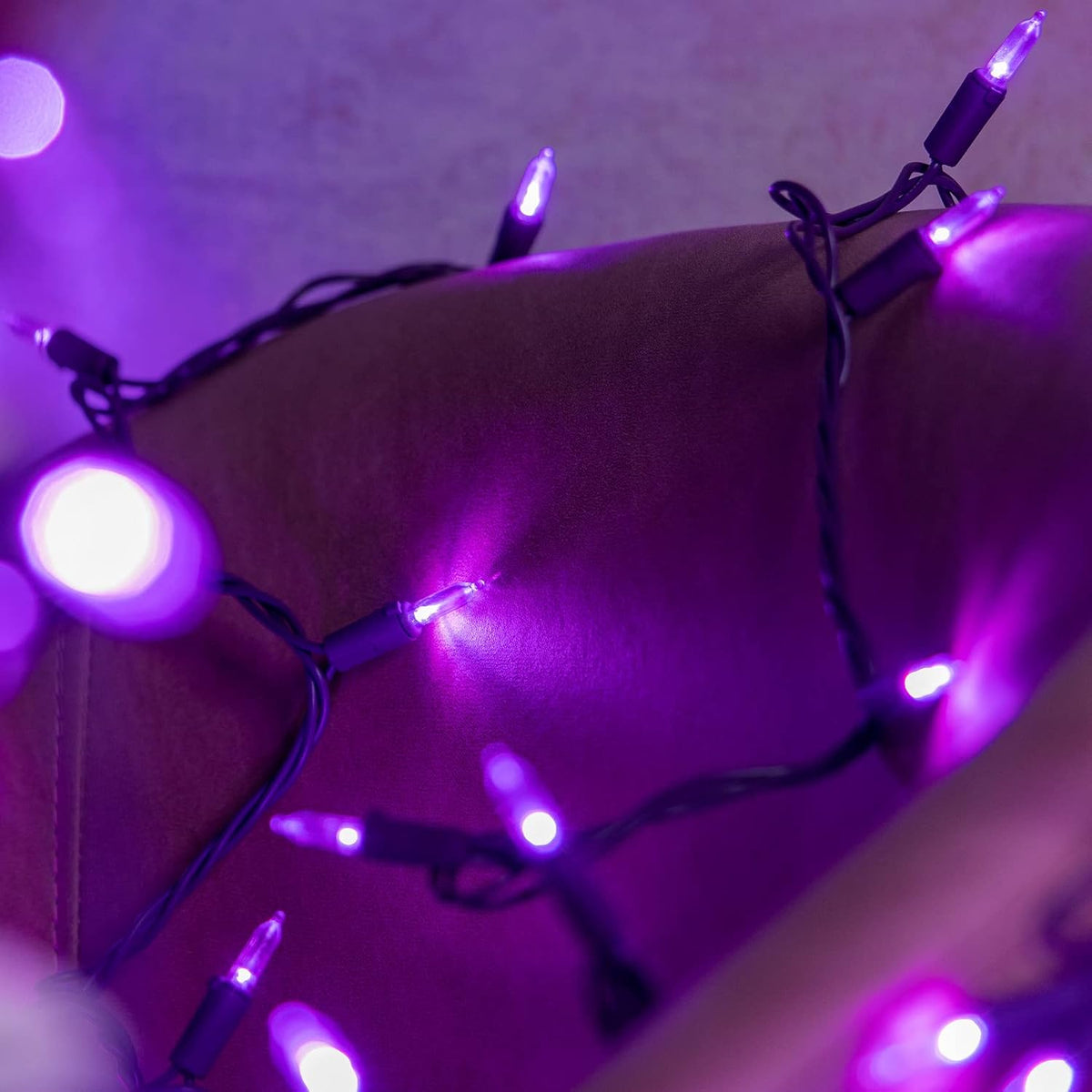 YULETIME 200 Purple Christmas String Lights, 2-Set 33' 100 LED Purple Wire
