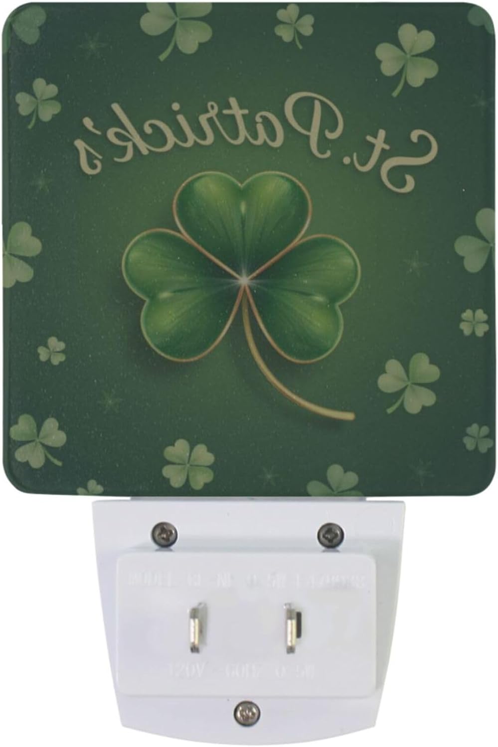 Vdsrup Sparkle Clover Shamrock Night Light Set of 2 Happy St Patrick's Day Plug-in LED Nightlights Auto Dusk-to-Dawn Sensor Lamp for Bedroom Bathroom Kitchen Hallway Stairs