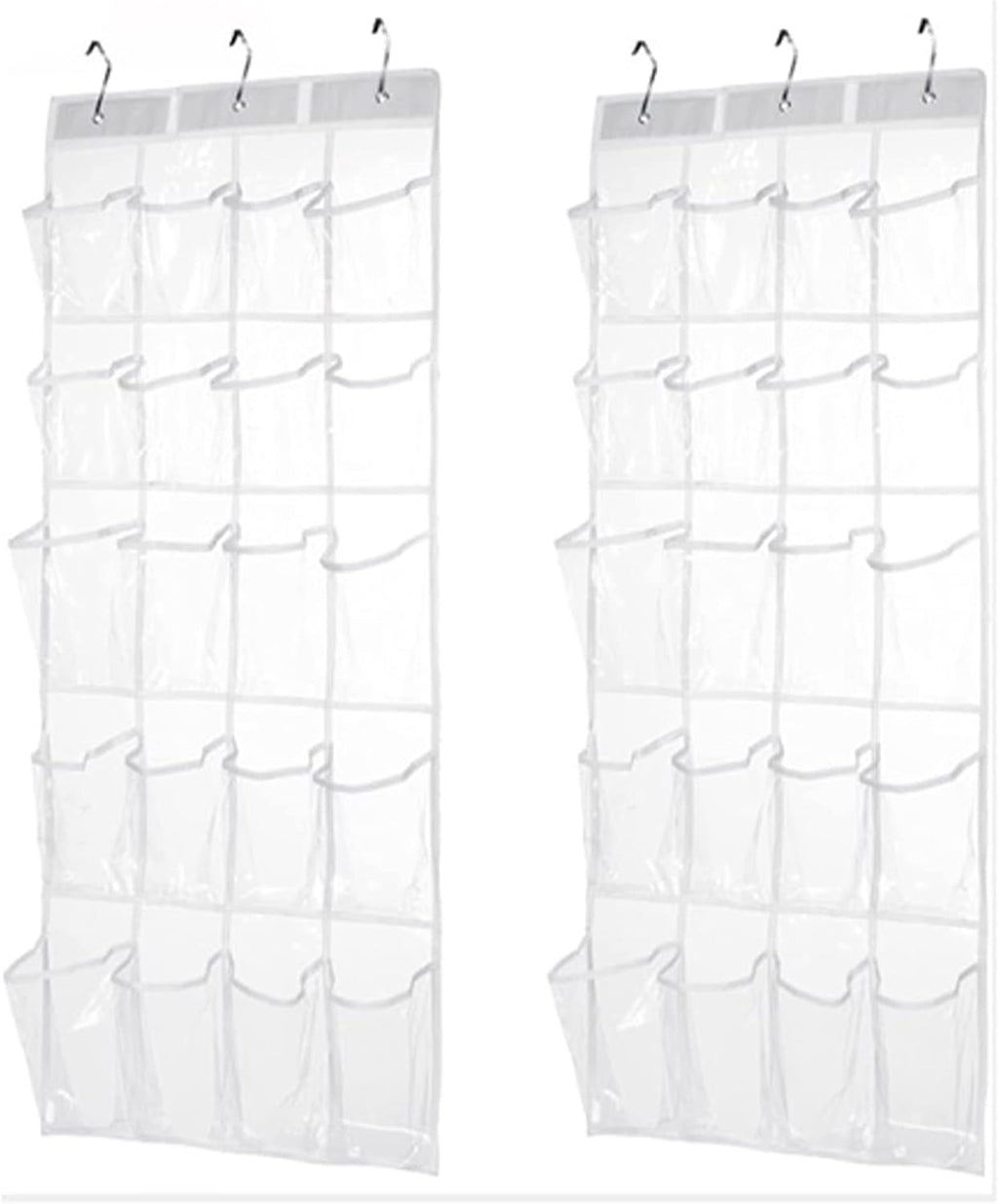 HomeRoots 2 Pack Minimalist Clear Over the Door Organizer with 20 Pockets, Over Door Organizer for Pantry, Bathroom, Closet Storage Door Organizer for Shoes and Toys