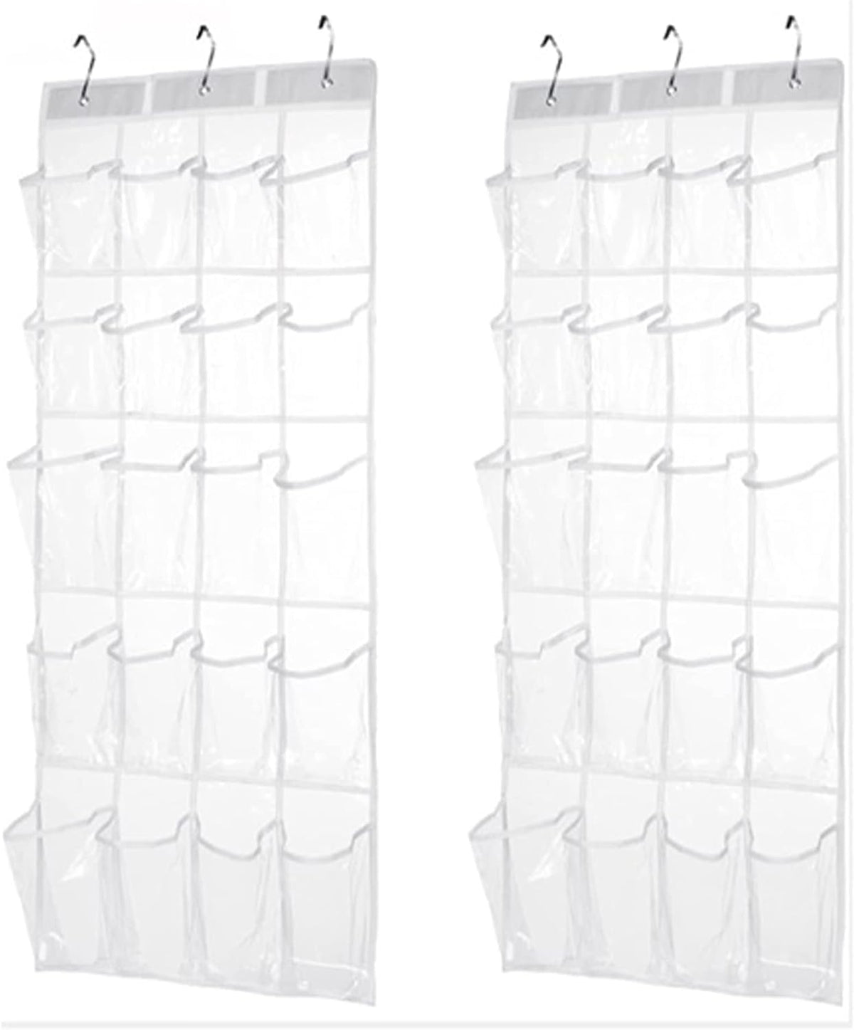 HomeRoots 2 Pack Minimalist Clear Over the Door Organizer with 20 Pockets, Over Door Organizer for Pantry, Bathroom, Closet Storage Door Organizer for Shoes and Toys