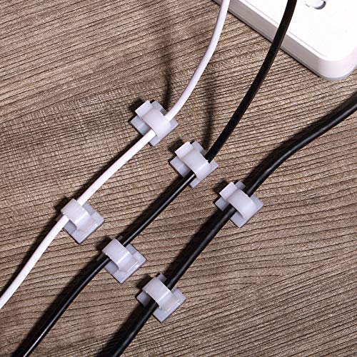 Maitys 60 Pcs Adhesive Cable Clips Wire Organizer for Lights, Large, White