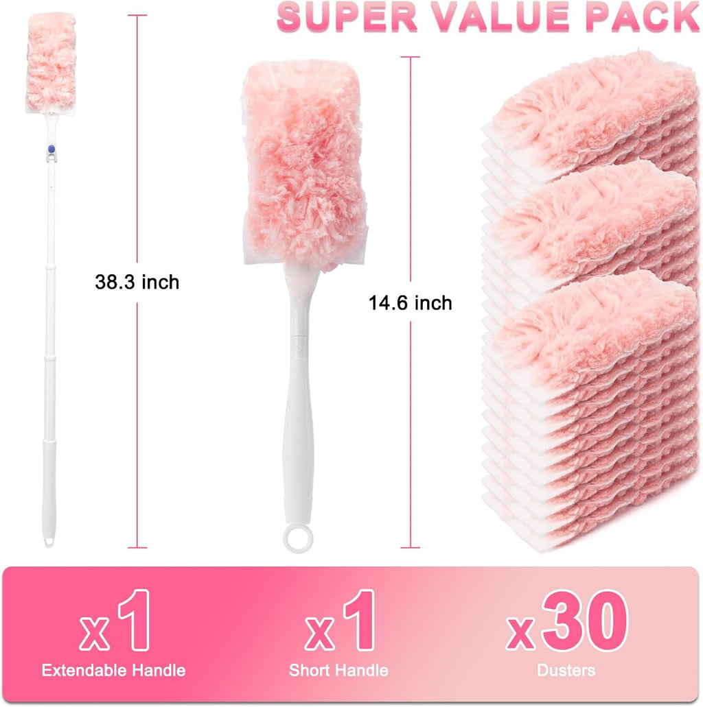 KeFanta Duster Refills Kit with 3ft Extended Handle,Short Handle,30 Refills