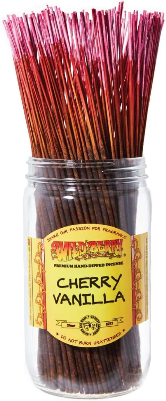 Wild Berry Cherry Vanilla 11-Inch Incense Sticks, Hand Dipped, 100 Count