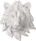 Wallcharmers Lions Head, 9", White Resin, Faux Taxidermy, Modern Decor
