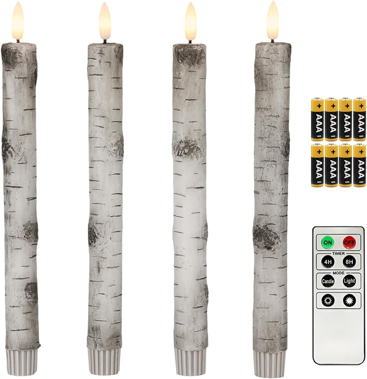 Fanna Birch Flameless Taper Candles, Real Wax, Remote & Batteries Included