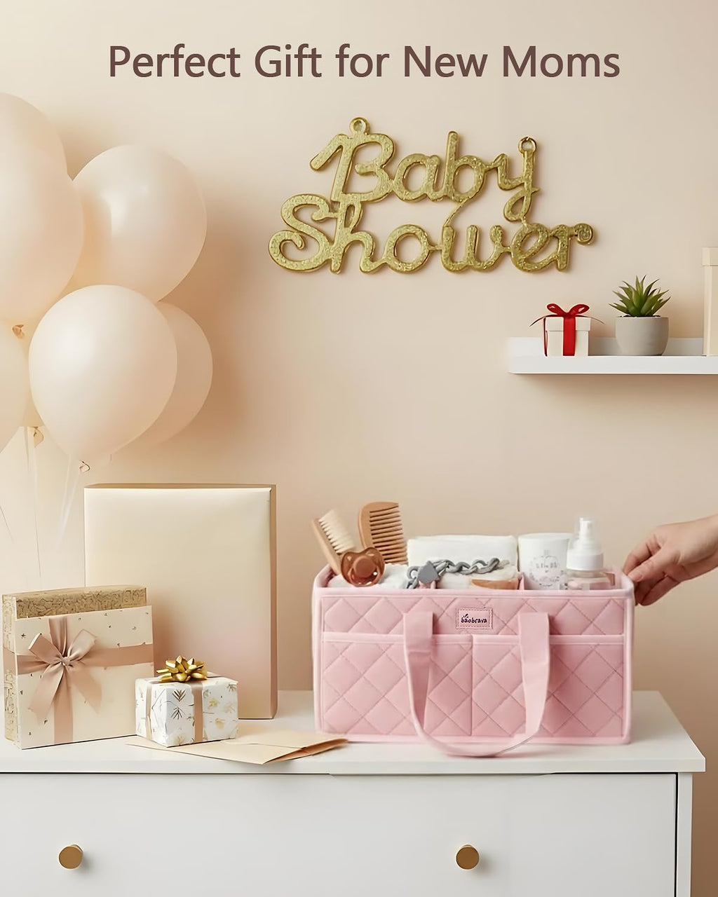 Diaper Caddy Organizer For Changing Table,Dutch Velvet Baby Diaper Caddy With 3 Removable Compartments &4 Side Pockets,Portable Diaper Basket For Car Organizer,Nursery Organizer For Essential Supplies