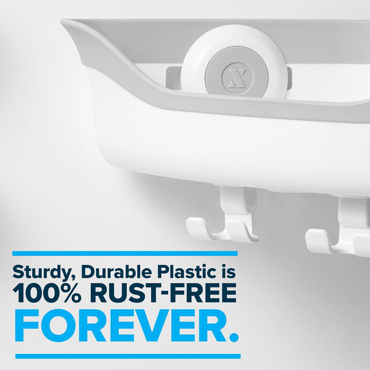 SlipX Solutions Corner Suction Cup Shower Caddy, Holds Up To 22 lbs, White