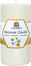 Large Beeswax Pillar Candles, Size 3"x6", Natural Bees Wax Candle Sheet Handrolled for Home, Unscented & Smokeless, 40 Hour Burn Time, White