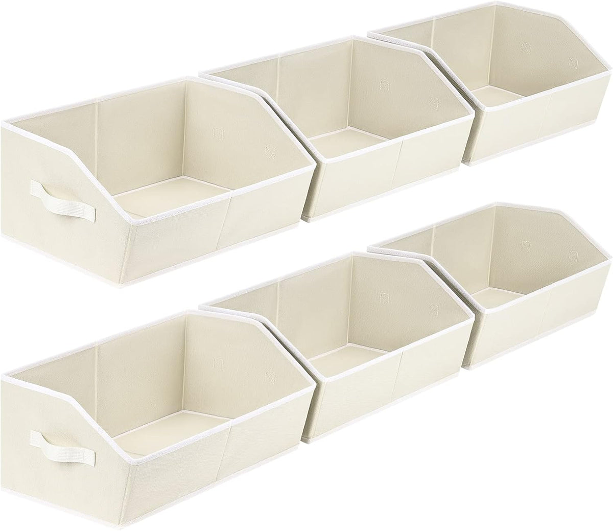 Homsorout Organizer Bins Cube Storage - Trapezoid Storage Bin 6 Pack, Fabric Baskets for Organizing, Large Storage Basket for Shelves, Closet Organizers for Toys, Clothes, Towels (Beige)