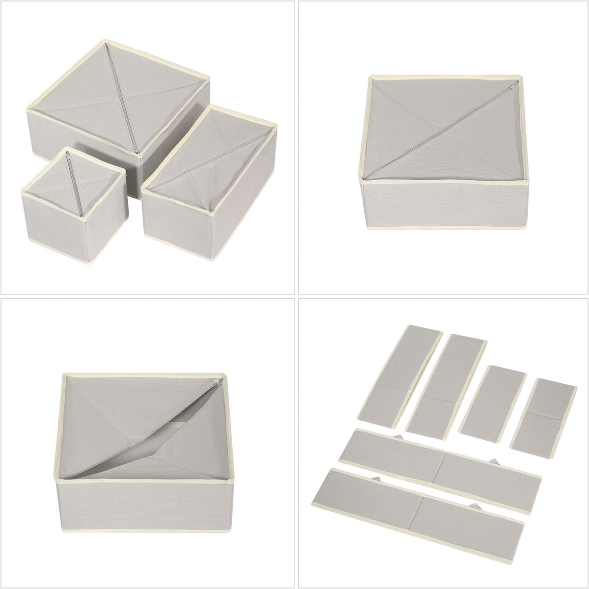TENABORT 12 Pack Foldable Drawer Organizer Dividers Cloth Storage Box Closet Dresser Organizer Cube Fabric Containers Basket Bins for Underwear Bras Socks Panties Lingeries Nursery Baby Clothes Gray