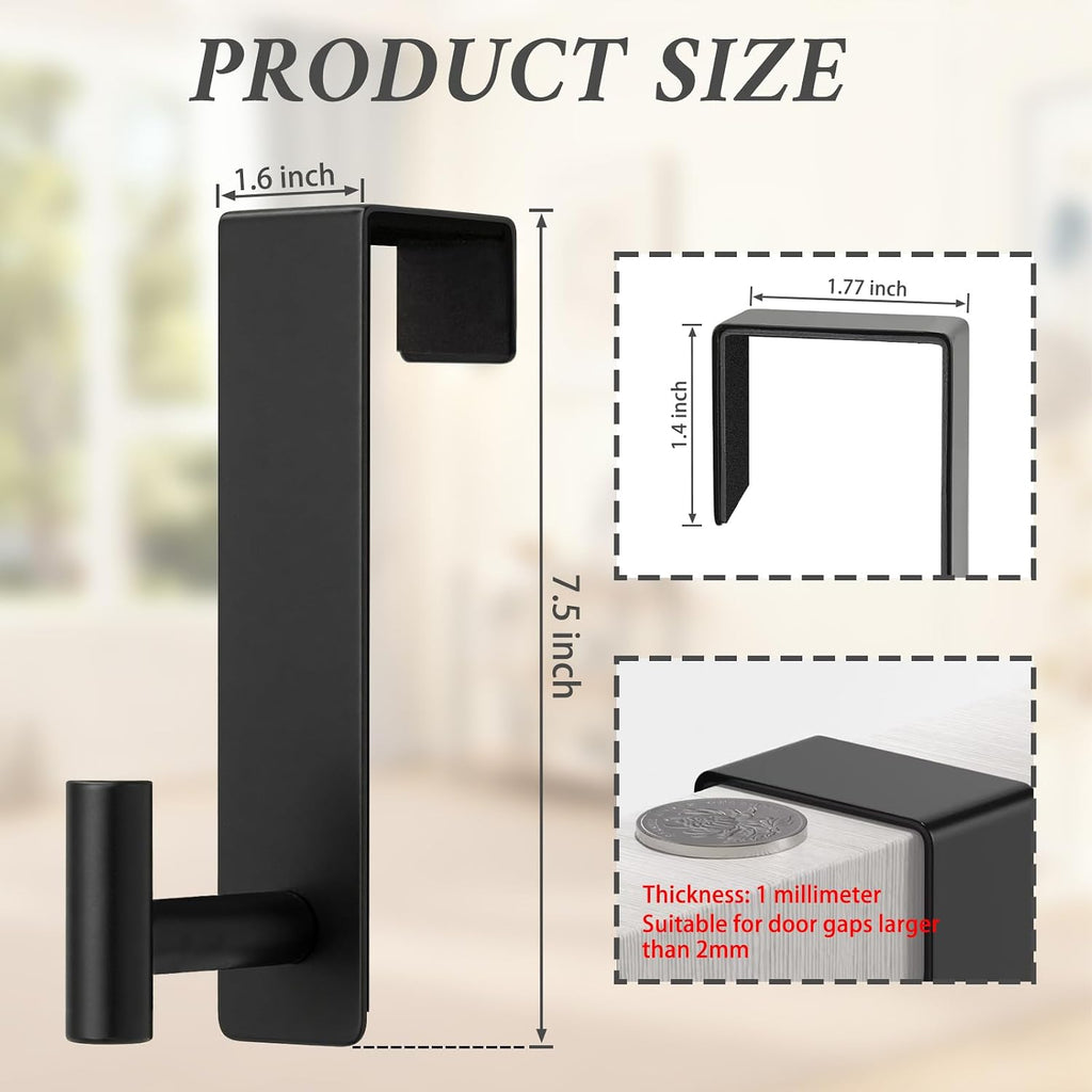 Heavy Duty Stainless Steel Over The Door Hooks, T Shape Behind the Door Hooks, with Non-Slip Pads, for Bedroom Bathroom Fits 1-3/4" Thick Doors (Fits 1-3/4" Thick Door-T Shape- 4 Pack)