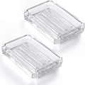 MDLUU 2-Pack Glass Bar Soap Dish, Decorative Soap Saver Tray for Shower, Bathtub, Bathroom Sink, Kitchen Sink (Square)