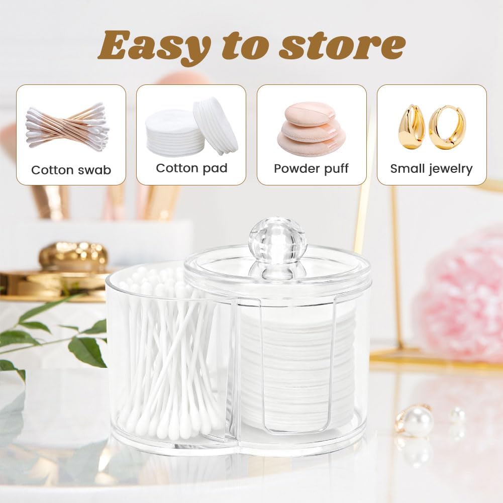 2-Grid Cotton Swab Holder with Removable Dustproof Lid, Clear