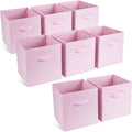 Life Hacks Fabric Storage Bins 8 Pack 11 inch Foldable Storage Cubes with Reinforced Handles Fun Colored Durable Cube Storage Bin for Home, Playroom, Closet Organizers and Storage, Pink