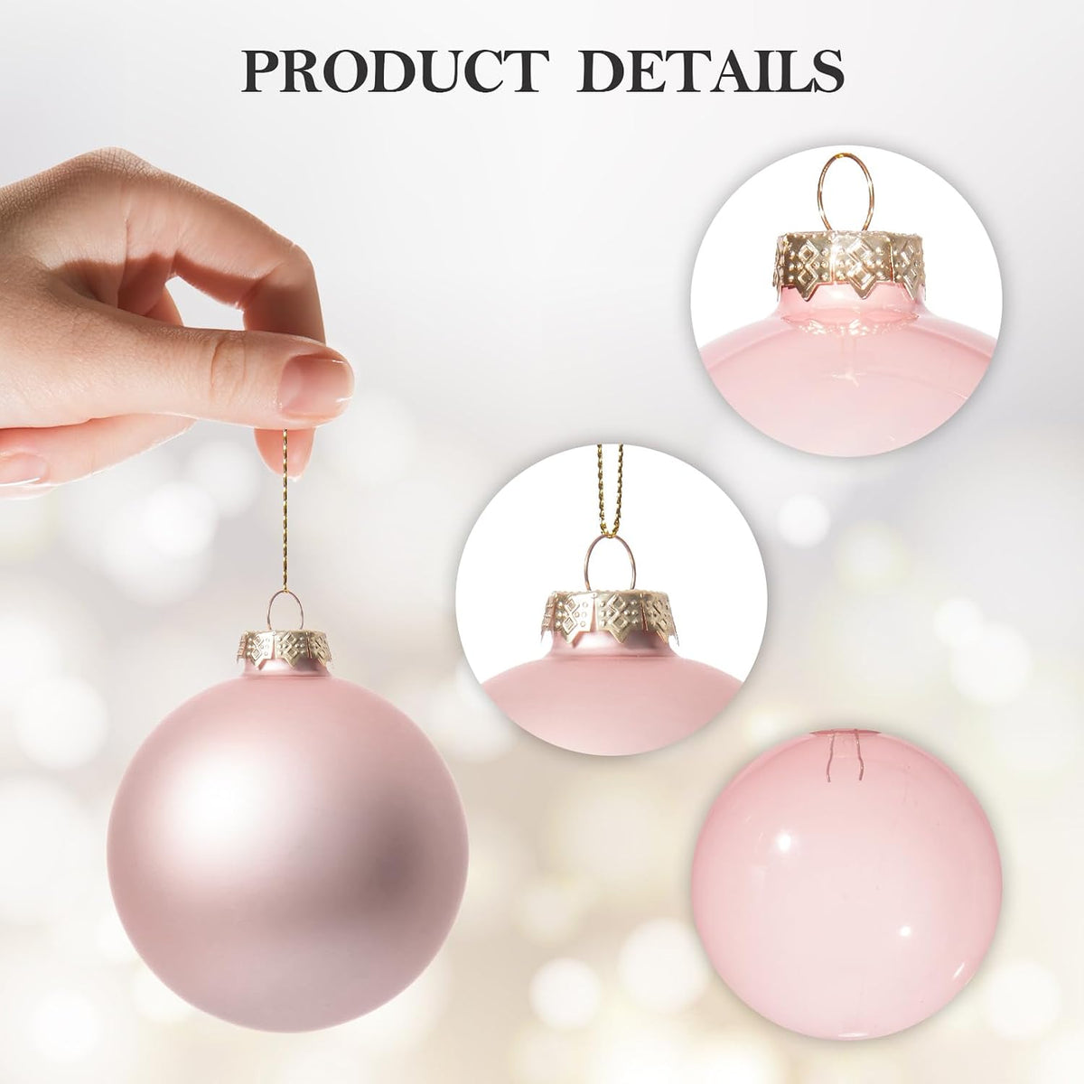 DN DECONATION Christmas Tree Decorations Ball, Pink Glass Christmas Ball