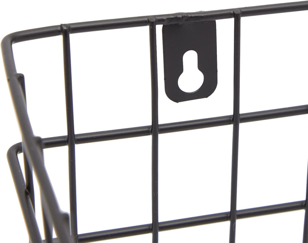 Farmlyn Creek Wall Storage Basket Organizer - Black Metal 3-Piece Set (Small, Medium & Large) - Wire Baskets for Wall - Space-Saving Kitchen & Bathroom Storage