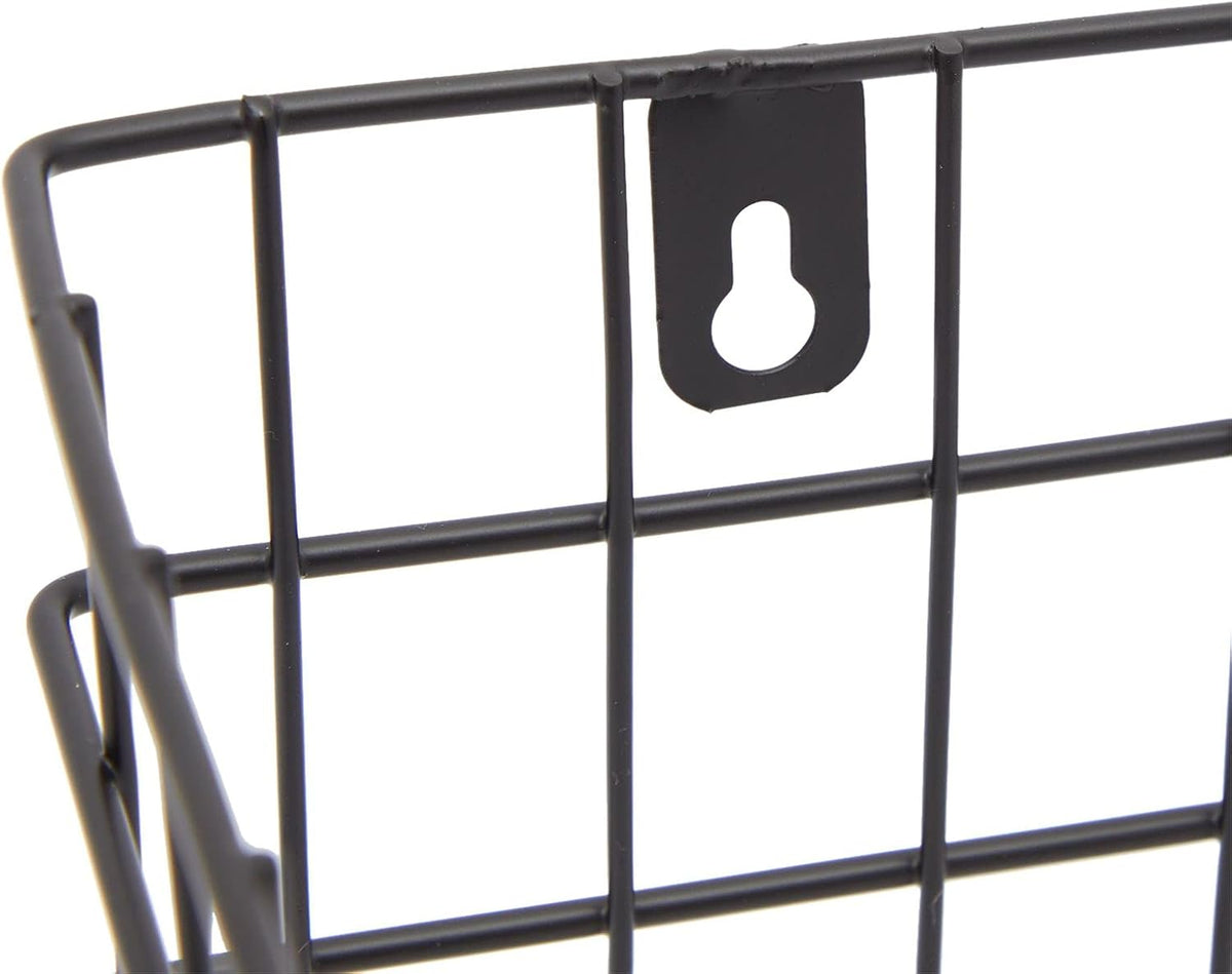 Farmlyn Creek Wall Storage Basket Organizer - Black Metal 3-Piece Set (Small, Medium & Large) - Wire Baskets for Wall - Space-Saving Kitchen & Bathroom Storage
