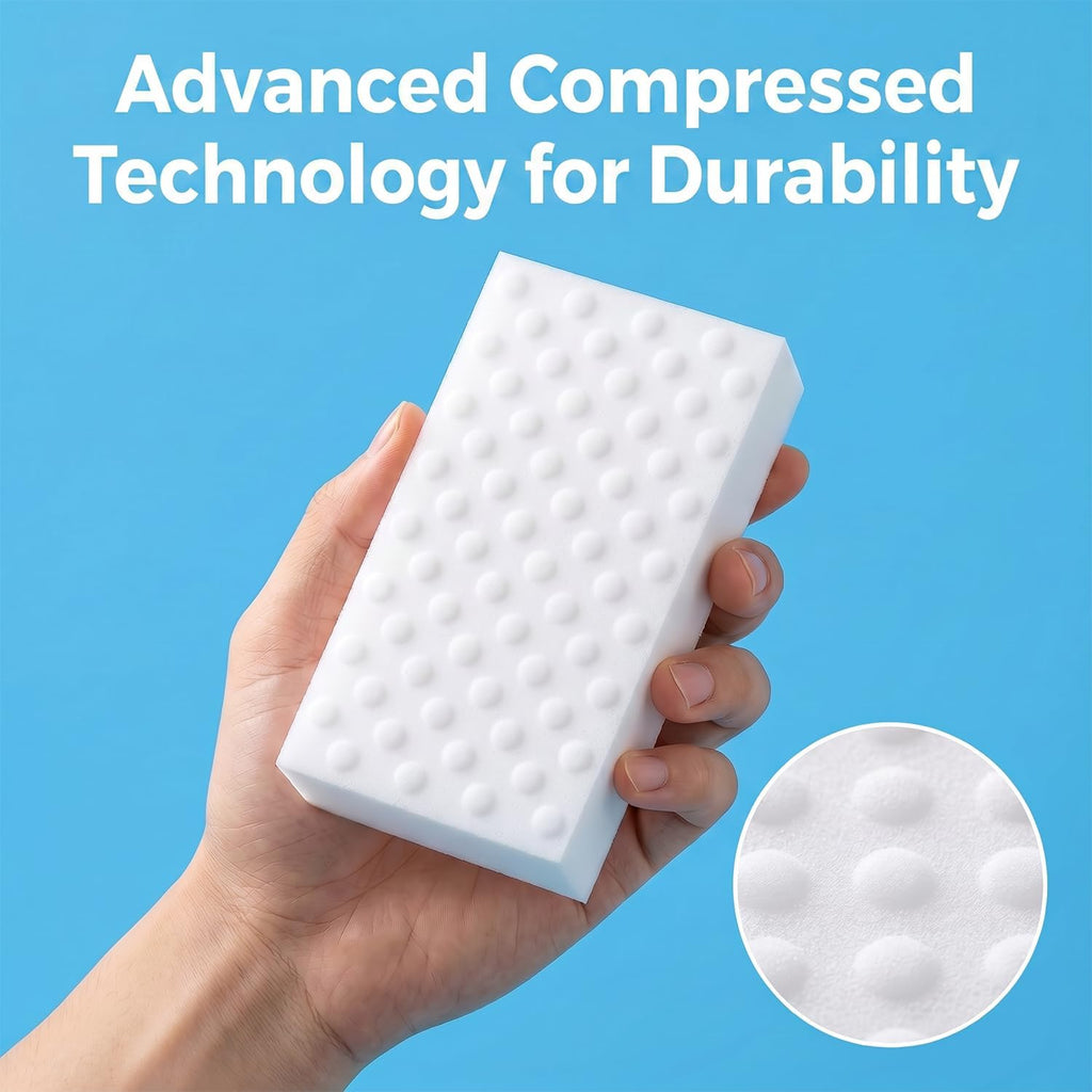 50 Pack High-Density Magic Melamine Sponge Eraser, Extra Durable Nano Cleaning Pads Supplies for Multi-Surface, Non-Crumbling Scrubber for Walls, Shoes, Kitchen & Bath, Just Add Water