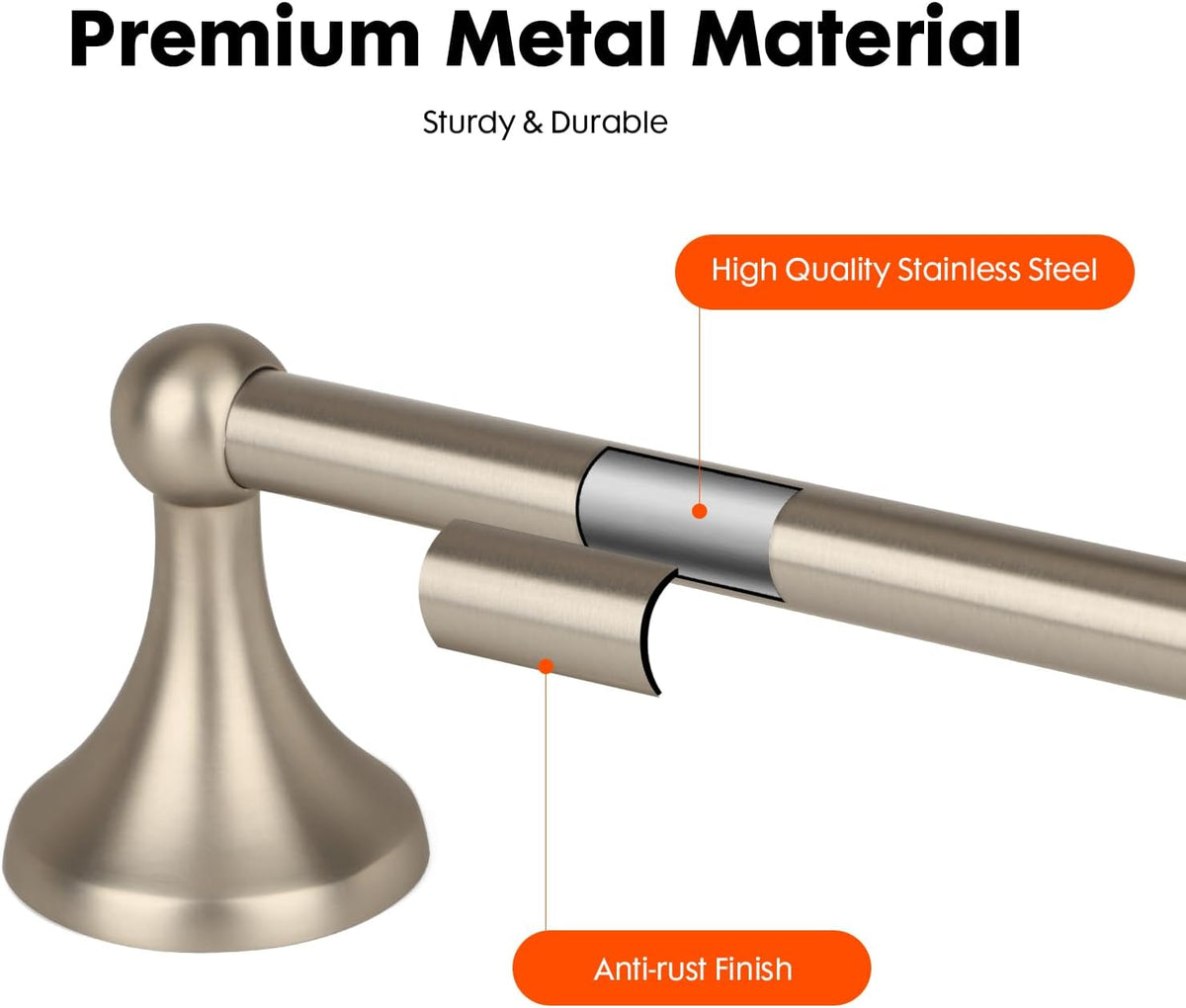 Hand Towel Bar Hand Towel Holder for Bathroom Brushed Nickel