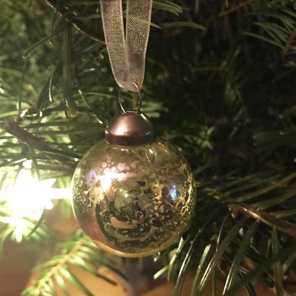 Christmas Ball Ornaments Mercury Glass Drop Ornaments Holiday Trees Wreaths & Garland Decor Silver Color Size: 1.57''-5.39''(17 Pieces)