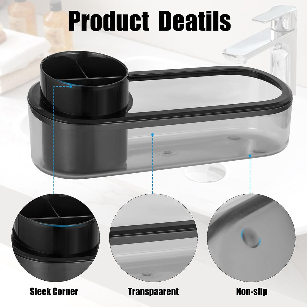 Ayswupt Black Toothbrush Holder for Bathroom,Detactable Bathroom Tray for Men,Electric Tooth Brushing Holder,Bathroom Countertop Organizer,Tooth Brush Toothpaste Caddy Storage,Vanity Sink Accessories