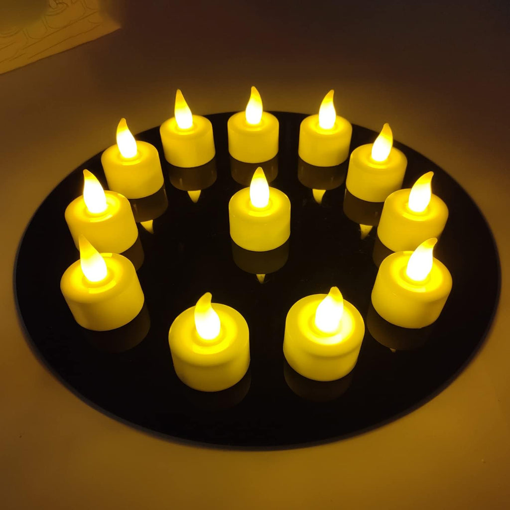 YASENN Rechargeable Candles Warm White led TeaLights Candles 12pcs Flame Effect Program Flickering Plastic Flameless Candles for Bar Dinner Decorations