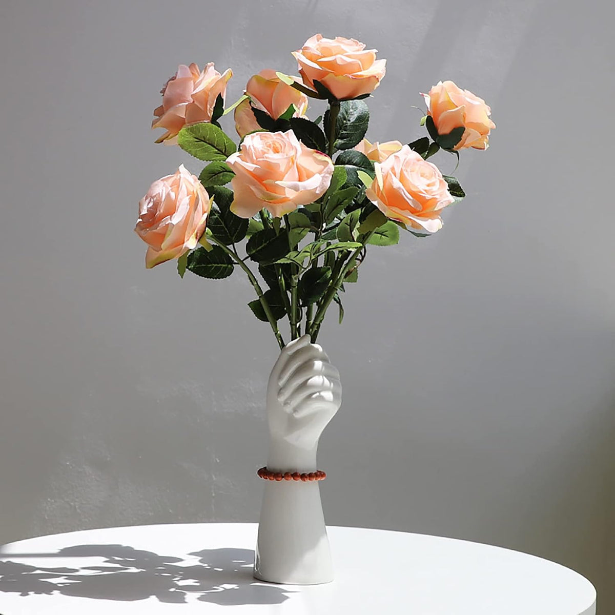 Modern Hand Shaped Decorative Vase,9.25''H Ceramic Body Vase, Art Small Flower Vase for Coffee Table Decor,Vases for Flowers,Shelf Living Room Home Farmhouse Table Decor