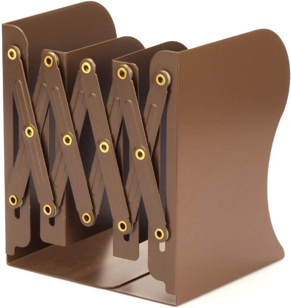 Aobopar Adjustable Metal Book Ends for Shelves Brown