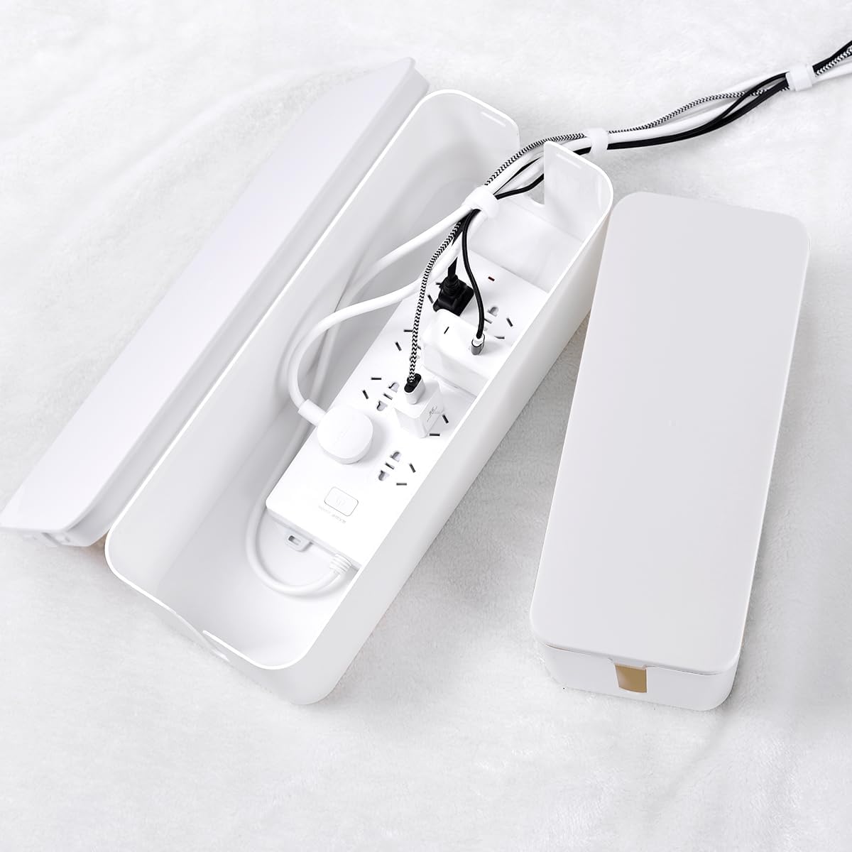 Tuwechen Cable Management Box, 2 Pack Cable Organizer for Surge Protector